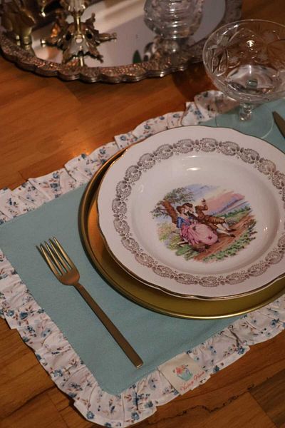 vintagetasarım American Service 2 bucăți cu volane Vintage Floral