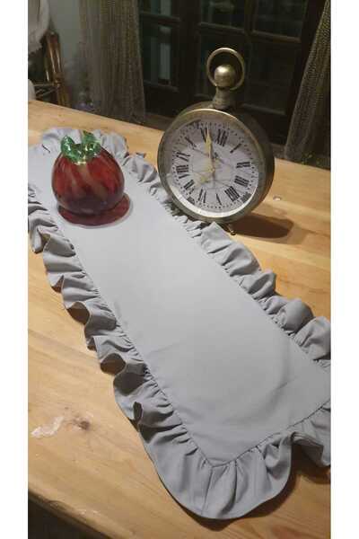 artsondekorasyon Hakiki Duck Kumaş %100 Pamuklu Fırfırlı Runner - Bohem Dekorasyon