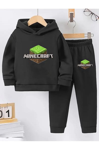 Maki Home Maki Video Game Logo Printed Black Girls Boys Children's Tracksuit Set 5 6 7 8 9 10 11 12 Years Old Maynkraft