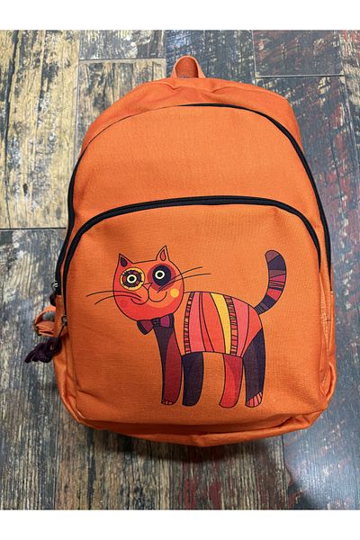 Street Bag Ethnic Αυθεντικό Βοημικό Αδιάβροχο Ορθοπεδικό Σακίδιο πλάτης με μοτίβο γάτας με 3 θήκες