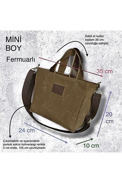 Nuggita Mini Size Zippered Waxed Canvas Brown Handbag / Cross Strap