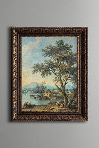 epiqart Nehir Manzarası - Vintage Desenli Çerçeve