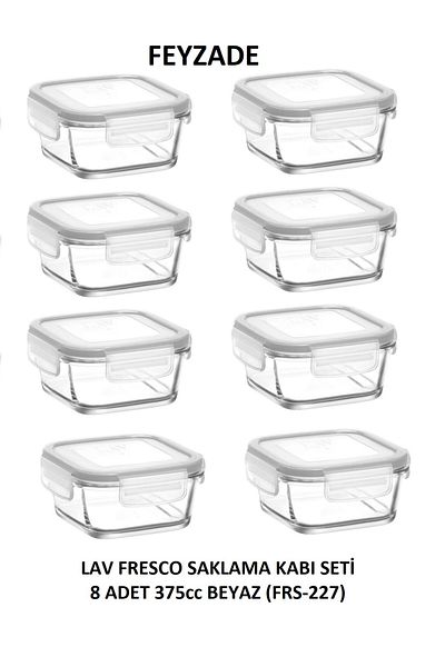 LAV Feyzade Fresco Breakfast Storage Container Set 8 Pieces 375Cc Square (Frs-227)