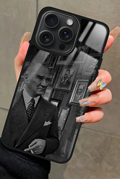 Snacase Apple iPhone 14 Pro Max Uyumlu Atatürk Tasarımlı Glossy Premium Kılıf