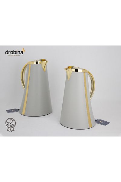 drobina Dropina Light Grey Luxury Printed Tea and Coffee Thermos Set