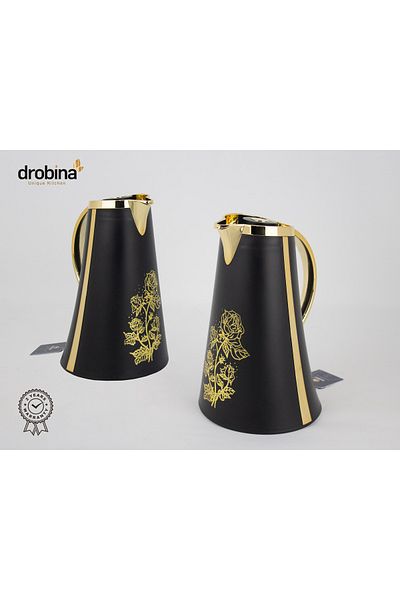 drobina طقم ترامس شاي وقهوة  فاخر بنقشة من دروبينا اسود