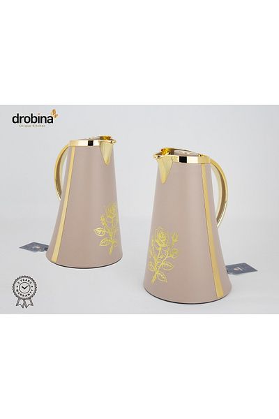 drobina Dropina Brown Luxury Printed Tea and Coffee Thermos Set