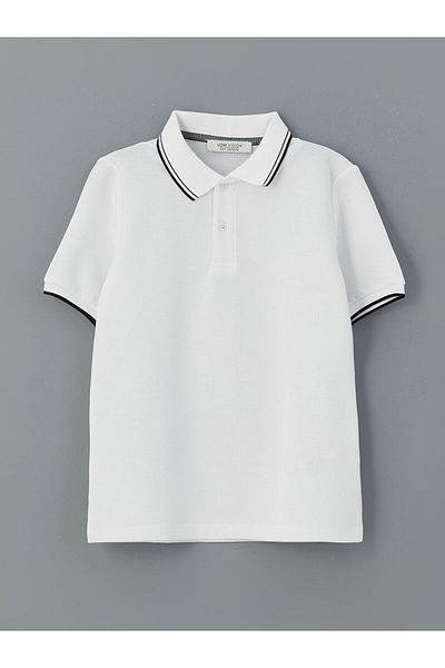LC Waikiki New Season Polo Collar Textured Boy's T-Shirt - S5Mk99Z4