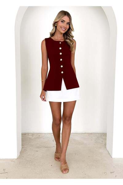 Jose Clothing Жіночий преміум трикотажний жилет з золотими ґудзиками