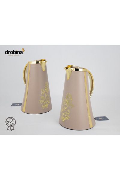 drobina Dropina Brown Luxury Printed Tea and Coffee Thermos Set