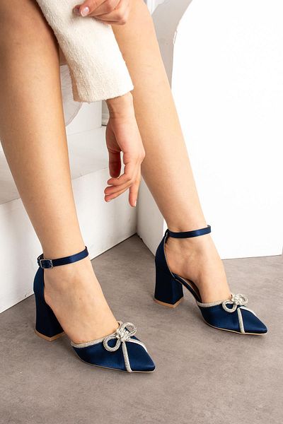 ZENNESHOES Jolie Bow Satin Heeled Evening Dress Women's Shoes