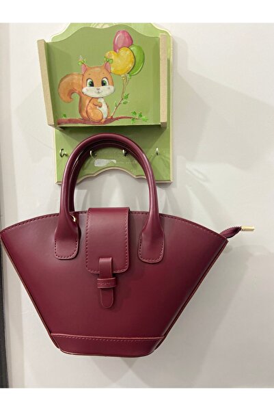 MissPetunya Kadın Bordo Küçük Boy Kova Model Asimetrik El Ve Çıkarılabilir As...