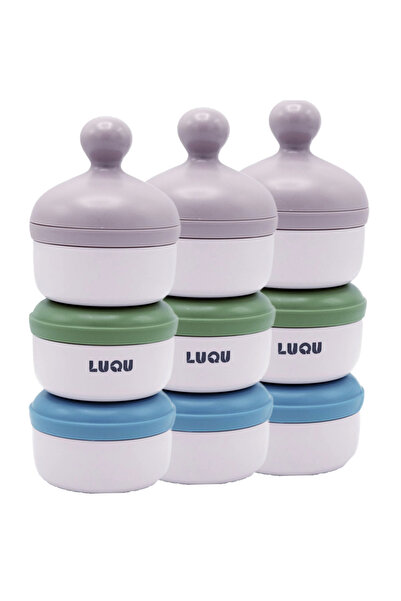 LUQU BABY علبة حليب مجفف 3 طبقات - أزرق - عبوة من 3 قطع