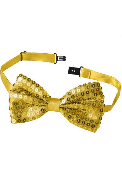 KTYRA52 Night Sparkle Gold Sequined Sequin Bow Tie 7X2 cm