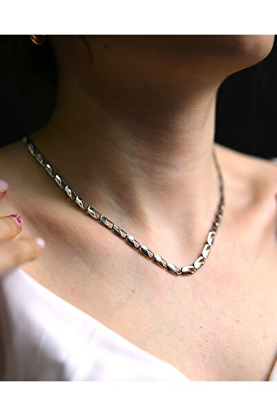 MARCİELO Accessories Çelik Gümüş Renk Paslanmazkolye: Kavisli Ve Minimal Zarafet