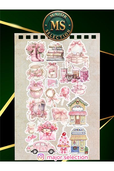 Major Selection Pink Vintage Σετ αυτοκόλλητων 5 τεμαχίων Κατάλληλο για Ajanda Planner