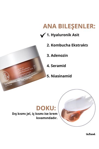 Medipeel Hyal Kombucha Tea-Tox Cream 50 ml Double Cream Containing 50% Kombucha and Ceramide M0004