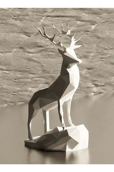 3D Brothers Deer Decoration  Modern Low Poly Design