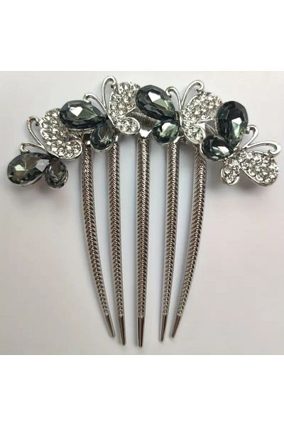 Eva Flore Crystal Stone Comb Buckle, Bridal Hair Accessory Bun Buckle