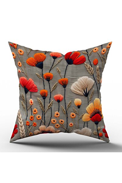 Şah Dekor 4-Pack Throw Pillow in Yellow Gray Colors, Luxury Velvet Pillowcase Punch Embroidery Pattern Digital Printing