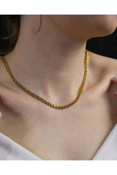 MARCİELO Accessories Çelik Kolye Gold Renk Nova Klasik Halka Zincir