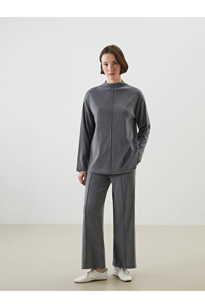 LC Waikiki Pantaloni de sport pentru femei cu talie elastică antracit cu pici...