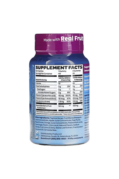 SMURFS Kids Gummy, Immune Defense, Ages 3+, Smurf Berry, 40 Gummies