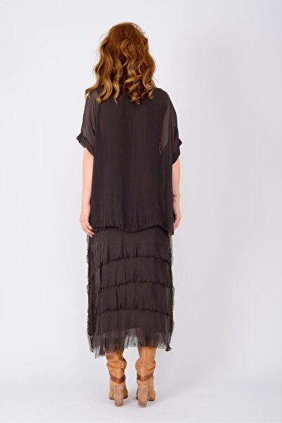 Bohem Stil Μεταξωτό φόρεμα ιταλικού μεγέθους 2 που δείχνει λεπτό με μισό μανίκι