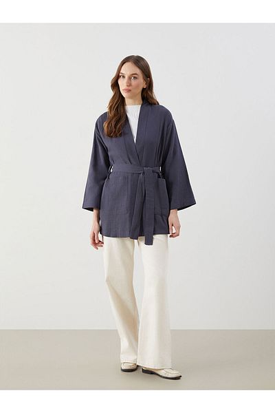 LC Waikiki Lcw Shawl Collar Oversize Muslin Women's Kimono Fast Fashion