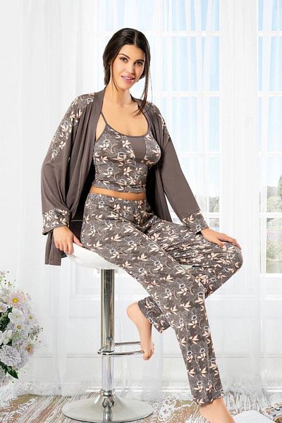 bacc Women's Smoked Flower Pajama Set Bcan- 258901 Fa