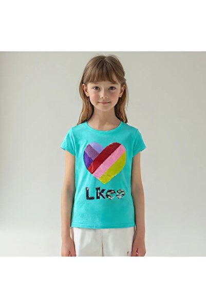 BY-GRİ فستان بناتي مزين بالترتر باللون الرمادي