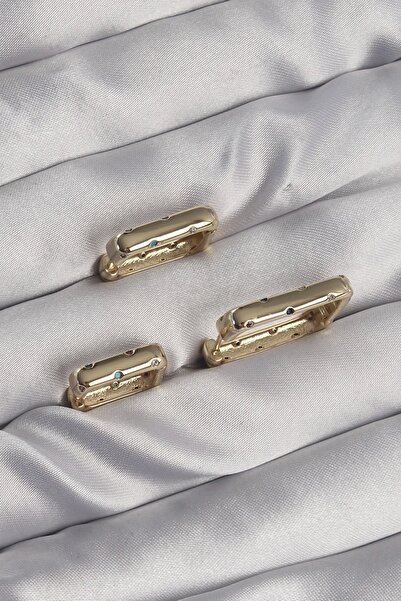 Clariss Brass Gold Color Colored Zircon Stone Square Model Earring Set