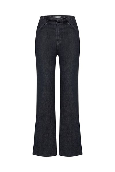 Mudo Cropped Flare Fit Pants with Tie Belt
