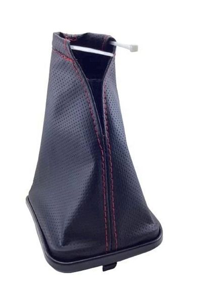 Store Universal Gear Shift Gaiter Black Leather Red Stitching