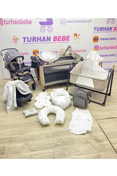 TURHAN BEBE Yeni Doğan PREMİUM Bebek Çeyiz Seti ÇİFT YÖNLÜ BEBEK ARABASI PARK BEŞİK TEKSTİL SETİ...