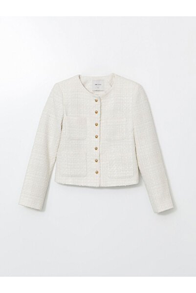 LC Waikiki Crew Neck Self-Patterned Women's Tweed Jacket