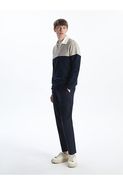 LC Waikiki Lcw Polo Neck Long Sleeve Color Block Men's Sweatshirt Fast Fashion