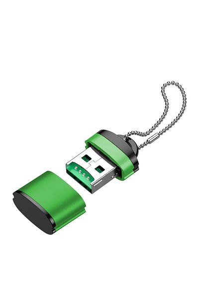 Choice قارئ بطاقات ذاكرة USB Micro SD/TF باللون الأخضر، قارئ بطاقات ذاكرة الهاتف المحمول الصغير USB 2.0، محول USB عالي السرعة