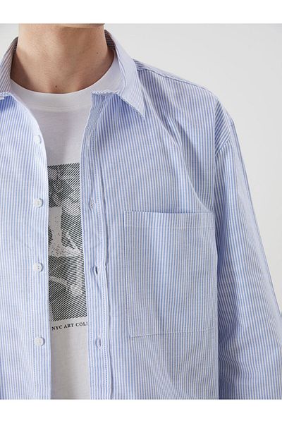 LC Waikiki Ανδρικό μακρυμάνικο ριγέ πουκάμισο XSIDE Regular Fit