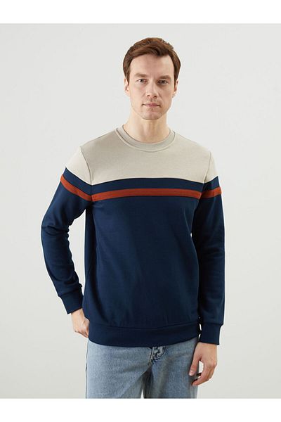 LC Waikiki Lcw Crew Neck Long Sleeve Color Block Men's Sweatshirt Fast Fashion