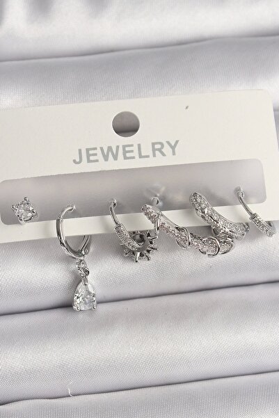 Clariss النحاس الفضة اللون استرخى الزركون حجر هوب نموذج قطرة حجر التفاصيل مجموعة أقراط نسائية