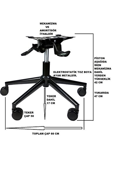 buradavarmis MEKANİZMA-AMORTİSÖR-YILDIZAYAK-TEKER TAM SET