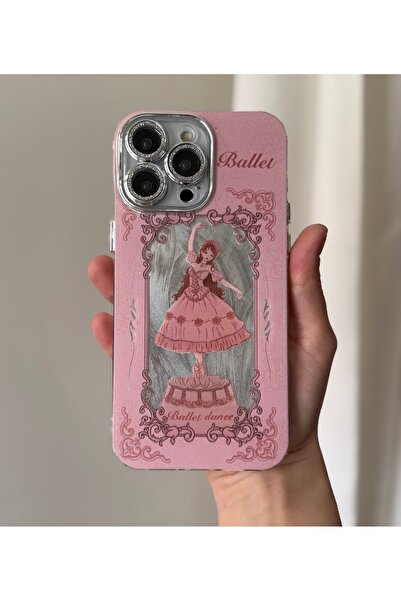 FİŞNEİLETİŞİM حافظة آيفون 14 بروماكس المتوافقة مع حافظة راقصة الباليه الفضية