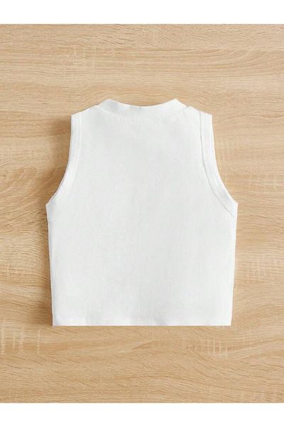vinraus Tricou alb cu mânecă zero cu imprimeu California pentru fete/băieți