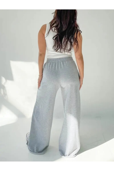 CAONNES Kadın Gri Baggy Battal Büyük Beden Spor Giyim Kaliteli Bol Kesim Esnek Rahat Kumaş Eşofman Altı887