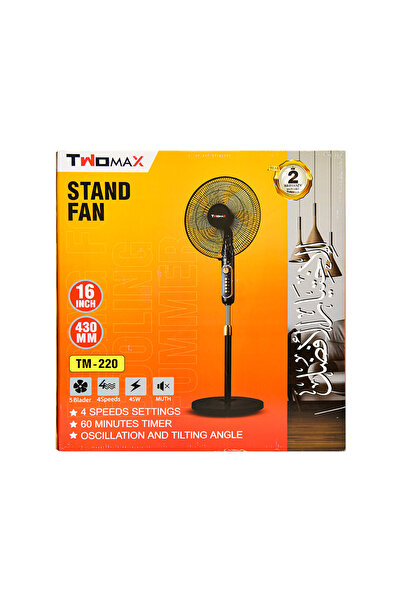 TWOMAX مروحة عمودية 16 بوصة 45 وات TM-220 - أسود