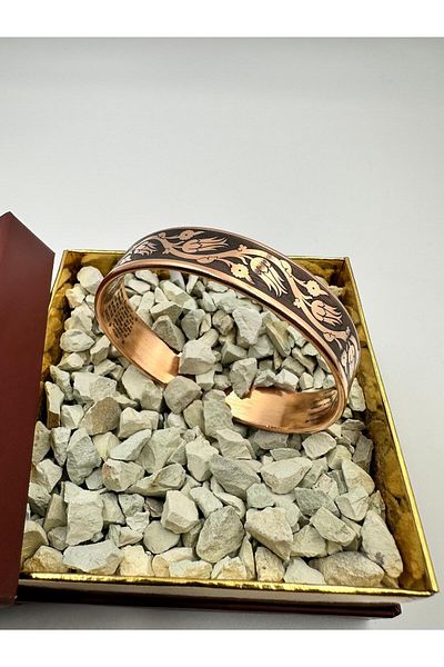 KAVELE Raw Pure Thick Copper Full Protection Armored Tulip Motif Special Zeolite Sand Bracelet