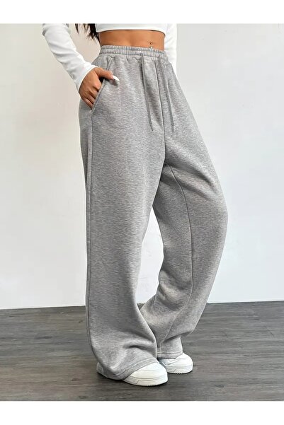 CAONNES Pantaloni de trening gri, largi, supradimensionați, cu croială lejeră...