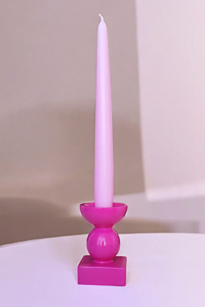 ARİENEL Sütun Mumluk Şamdan El Yapımı Pembe
