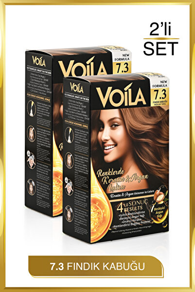 Voila Kadın 2'li Paket Keratin Kalıcı Fındık Kabuğu 7.3 Saç Boyası